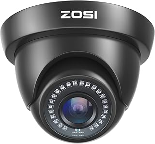 ZOSI CCTV 1080P 2MP 4-in-1 CVBS/AHD/CVI/TVI Video Überwachungskamera Außen Dome Kamera 3.6mm Linse 24M IR Nachtsicht mit OSD, Schwarz Test 2025