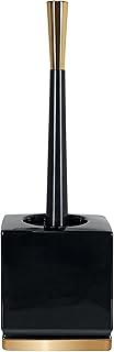 Spirella Roma Bürste Toilettenbürste Klobürste WC Garnitur aus Porzellan Schwarz/Gold, Keramik, Black, 13x10,5x38cm Test 2025