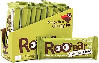 Roobar Proteinriegel Hanf – Milchfrei & Glutenfrei, 100% Bio, Vegan, Roh, Superfoods, Ohne Zusatz von raffiniertem Zucker – 12 x 30g Rohkostriegel Test 2025