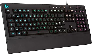 Logitech G213 Prodigy Gaming-Tastatur, RGB-Beleuchtung, Programmierbare G-Tasten, Multi-Media Bedienelemente, Integrierte Handballenauflage, Spritzwassergeschützt, Deutsches QWERTZ-Layout - Schwarz