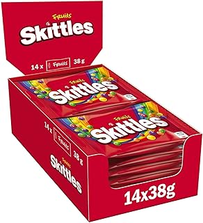 Skittles Crazy Fruits, Fruchtbonbons Großpackung 14 x 38, Tüten mit Süßigkeiten, Kaubonbons mit Fruchtgeschmack als Candy, Vegane Snacks (532g) Test 2025