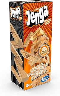 Hasbro Gaming Jenga Classic, beliebtes Geschicklichkeitsspiel für Kinder ab 6 Jahren und bis 2 Spieler – originelles Familien-Spiel und Reisespiel für unterwegs