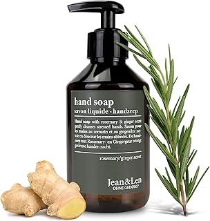 Jean & Len Handseife Rosemary & Ginger, reinigt beanspruchte Hände, für die tägliche Anwendung, Flüssigseife im nachfüllbaren Pumpspender, ohne Parabene, Silikone & Mikroplastik, 250 ml