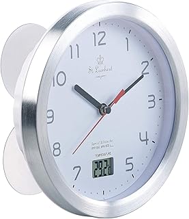 Baduhr: Badezimmer-Wanduhr mit LCD-Thermometer und Aluminium-Rahmen, IPX4 (Uhr fürs Bad, Badwanduhr, wasserdicht) Test 2025