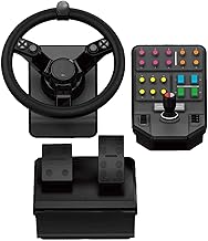 Logitech G Saitek Farm Sim Controller, Farming Simulator Bundle bestehend aus Lenkrad, Steuerkonsole, Gas- und Bremspedal, 900° Lenkbereich, 38+ Tasten, USB-Anschluss, PC/Mac - Schwarz