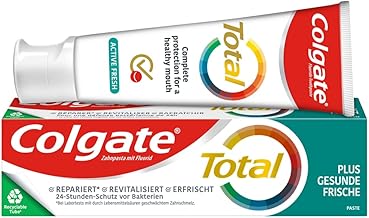 Colgate Zahnpasta Total Plus Gesunde Frische 75 ml – Zahnreinigung für einen gesunden Mund und 12 Stunden proaktiven Zahnschutz* – reinigt Zähne, Zahnfleisch, Wangen und Zunge Test 2025