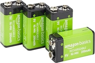 Amazon Basics 9V-NiMH-Akkus, wiederaufladbar, 200 mAh, bis zu 1000-mal aufladbar, vorgeladen, 4 Stück Test 2025