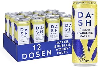 DASH WASSER Zitrone - 12 x Sprudelwasser mit Zitronengeschmack - KEIN Zucker, KEIN Süßstoff, KEINE Kalorien - angereichert mit ausgefallenen Früchten (12 x 330ml Dosen) Test 2025