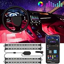 Govee RGB LED Innenbeleuchtung Auto, 4pcs 48 Strip, Upgrade Zwei-Linien-Design, Wasserdicht APP Steuerbare Mehrfarbig Musik mit Zigarettenanzünder,12V Test 2025