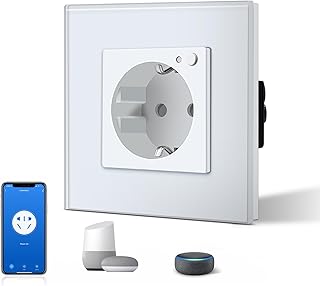BSEED Schuko Wifi Steckdose 16A Smart Alexa Glassteckdose, 1 Pack 1 Weg Weiß 86mm Unterputz-Installation APP-Steuerung Arbeit mit Alexa/Google Home DIY Free Spin Nur 2.4 GHz Test 2025