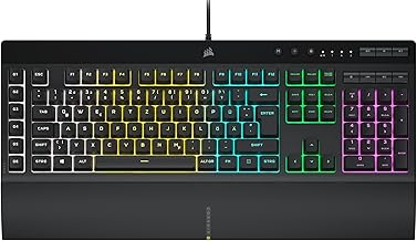 CORSAIR K55 RGB PRO Kabelgebundene Membrantastatur - IP42 staub- Und Spritzwassergeschützt - 6 Makro-Tasten Mit Elgato-Integration - iCUE-Kompatibel - QWERTZ DE - PC, Mac, Xbox - Schwarz