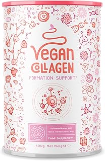 Vegan Collagen Pulver + Hyaluronsäure [400g] | Pflanzliche Alternative zu Kollagen Hydrolysat | mit 13 Aminosäuren und Vitamin C aus Camu | Geschmacksneutral | in Deutschland hergestellt | Alpha Foods Test 2025