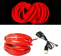 USB EL-Wire Rot, 5M/16.4FT Flexible Neonlichtröhre DC 5V Neonröhre Innenraumlichtleiste für Autoinnenraum, Lücke Dekorationsbeleuchtung. Test 2025