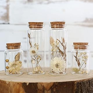 Trockenblumen im Glas mit Korken 4er Set, getrocknete Blumen-Deko in eleganten, schmalen Gläsern (Natur) Test 2025