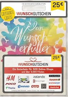 Wunschgutschein das perfekte Geschenk - 500 Einlösepartner - für Deutschland - per Post