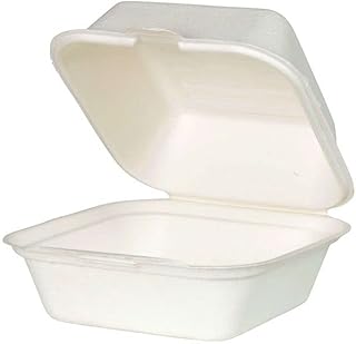 GREENBOX 50x Bio Burger-Box Einweg Zuckerrohr Schale Einweggeschirr biologisch abbaubar Burgerboxen Bagasse Schalen kompostierbar 500 ml Klappdeckel Box 14,3 x 15 cm Test 2025
