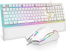 RedThunder K10 Gaming Tastatur und Maus Set, QWERTZ DE-Layout, Metallplatte und Handballenauflager，RGB-Hintergrundbeleuchtung - und 7D mit Ergonomische - für PC Mac Gamer(Weiß) Test 2025