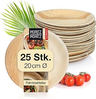 Moritz & Moritz Palmblatt Teller rund Ø 20 cm - 25 Nachhaltige Einwegteller - Alternative zu Bambusteller und Bambusgeschirr Test 2025