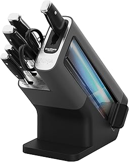 Ninja Foodi Messerblock StaySharp mit integriertem Schärfer; Messerblock mit 5 verschiedenen Messern und 1 Schere, scharfes 6-teiliges Messerset, Edelstahl K32006EU