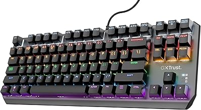 Trust Gaming GXT 834 Callaz TKL Mechanische Tastatur, Deutsches QWERTZ Layout, Outemu-Schalter, Mehrfarbige LED-Beleuchtung, 12 Media-Tasten, USB Gaming Tastatur 80% für PC, Laptop, Mac Schwarz Test 2025