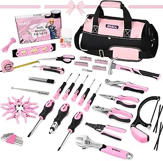 SHALL Rosa Werkzeug Set, 246-teiliges Damen Basic Tool Kit für Haus mit 14"Wide Mouth Open Tool Bag, General Haushalt Hand Tool Set Test 2025
