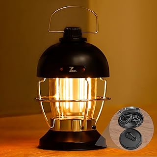 5000mAh Aufladbar LED Campinglampe, Retro Campinglaterne Akku mit 400LM Warmweiß,100 Leuchtdauer,Stufenlos Dimmbar, 3 Lichtmodi,IPX4 Wiederaufladbare Notlicht Taschenlampe für Überleben,Stromausfälle Test 2025