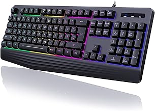 Gaming Tastatur PC, PS4 Tastatur USB, Regenbogen Beleuchtete Tastatur LED, Langlebig, Ergonomisch, Wasserdicht, Leise Tasten, Gaming Keyboard ideal für PC Mac Xbox PS4 Gamer|Büro（Deutsches Layout） Test 2025