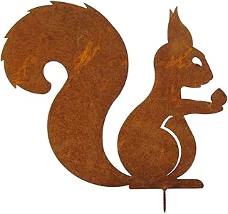 Sitzendes Eichhörnchen Rost Deko, Gartendeko Rost Eichhörnchen Baumstecker Gartenstecker Edelrost Eichhörnchen mit Schraube Test 2025