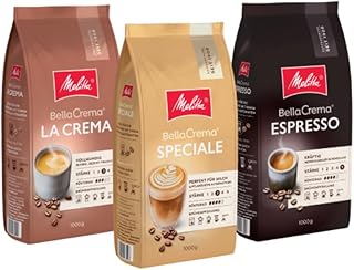 Melitta BellaCrema Probierpaket La Crema Speciale Espresso Ganze Kaffee-Bohnen 3 x 1kg, ungemahlen, Kaffeebohnen für Kaffee-Vollautomat, geröstet in Deutschland