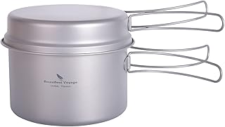 iBasingo Titan Topf Pfanne Set 1200ml & 500ml Camping Kochgeschirr Outdoor Schüssel Set Leichte Koch Mess Kit mit Klappgriff Küchen Utensilien Campingausrüstung für 1 Personen 2 Stücke/Set Ti2110C Test 2025