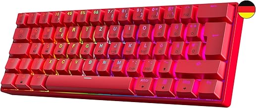 GK61 Hot-Swap Mechanische Gaming-Tastatur - 62 Tasten Mehrfarbige RGB-LED-Hintergrundbeleuchtung für PC-/Mac-Spieler - ISO Deutsches Layout (Gateron Optical Black, Rot) Test 2025