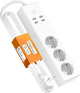 Refoss Smart Steckdosenleiste für HomeKit, WLAN 3-Fach Steckdosenleiste kompatibel mit Alexa, Google, WiFi Mehrfachsteckdose Überspannungsschutz mit 3 AC-Ausgänge und 4 USB-Anschlüsse, 1.8m Test 2025