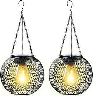Solarlampen für Außen Hängend | 2 Stück | Schwarz| Solar-Laternen mit LED-Glühbirne | Laterne für den Garten weihnachtsdeko aussen Test 2025