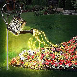 Solar Gießkanne mit Lichterkette Gartendeko für draußen,LED wasserdichte Solar String Lichter, Metall Vintage Märchen Lichter, Solar Laterne für draußen für Rasen Yard Pfad (mit Schäferhaken) Test 2025