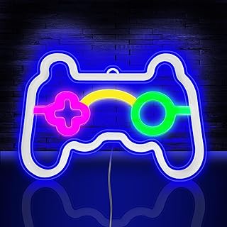 HOTUT Gamer LED Neonlicht,Spiel Leuchtreklame,Gaming Neon Schild , USB und Batterie betrieben Spielförmige Leuchtreklame für Internet Cafe Game Room Bar Party Deko