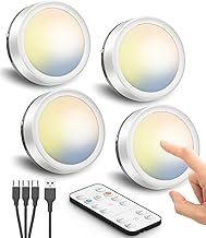 USB Aufladbar LED Spot mit Akku und Fernbedienung, Wiederaufladbar Kabellos Vitrinenbeleuchtung Magnetische Unterbauleuchte Küche Rund Schranklicht Batterie Regalbeleuchtung Touch Lampe zum Kleben Test 2025