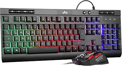 Rii Maus und Tastatur Gaming, Gaming Tastatur mit Maus ist Ergonomisch, ps5 Tastatur und Maus mit Deutsches QWERTZ Layout, Gaming Set für PC/Laptop/Xbox/ps4 RK900 Test 2025
