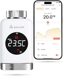 SALCAR Heizkörperthermostat TRV801W Thermostat Heizung Smart LCD WiFi Thermostat kompatibel mit Amazon Alexa & Google Home Heizungsthermostat Tuya Smartes Heizkörper, kein Gateway Erforderlich Test 2025