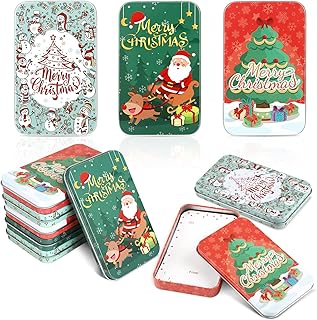 LIHAO 6 Stück Weihnachten Blechdose mit Deckel Weihnachts Metalldose Geschenkverpackung Dose Box für Kleine Geschenk Geschenkkarten Einkaufskarten Test 2025