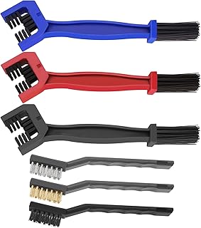 6 Stück Ketten Reinigungsbürste, Kettenreiniger Bürste, Kettenreiniger Motorrad, Kettenreiniger Fahrradkette, Motorrad Fahrrad Wartungswerkzeug, Schwarz, Blau und Rot