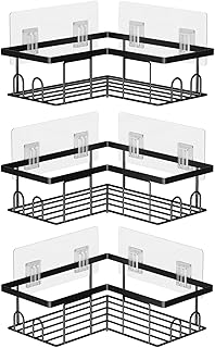 Duschablage Ohne Bohren Ecke, Wasserdichter und Rostfreier Duschregal, Badezimmer Regal Organizer, Shampoo Duschgel Halterung für Dusche (3 Stück Eckduschregal- Schwarz)
