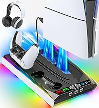 PS5/PS5 Slim/PS5 Pro Ständer für Disc & Digital, 3-stufige PS5 Kühlstation und RGB LED mit Controller Ladegerät für PS5 & Edge Controller, PS5 Zubehörsets mit 3 Ladeanschlüssen Test 2025