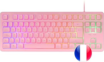 Mars Gaming MK023, Gaming Tastatur TKL, Hybrid H-Mech Technologie, FRGB Regenbogenbeleuchtung, Anti-Ghosting, Universelle Kompatibilität, Rosa, Französisch Sprache Test 2025