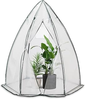 VOUNOT Gewächshaus Foliengewächshaus für Balkon, Garten, überwinterungszelt für Pflanzen, Tomatengewächshaus Winterfest Stabil, 160x160x180cm Weiß