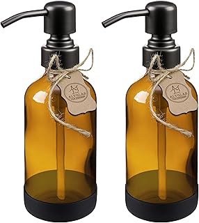ALTGLAS Seifenspender 'Sarajevo' - Doppel Set Dusch Spender aus Braun Glas Flasche mit Silikon Untersetzer und 304 Edelstahl Pumpkopf in Matt-Schwarz (2 Stück a 250 ml) Test 2025