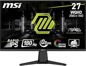 MSI MAG 275QF 27 Zoll WQHD Gaming Monitor - 2560 x 1440 Rapid IPS Panel, 180 Hz / 0.5ms (GtG, Min.),101% sRGB Colour Gamut, Frameless Design, HDR Ready - DisplayPort 1.4, HDMI 2.0b(WQHD@144Hz)