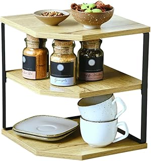 Kesper | Küchen-Eckregal mit 2 Ebenen, Material: Faserplatte, Metall, Maße: B 26 x H 28 x T 26 cm, Farbe: Natur, Schwarz | 27833 Test 2025