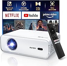 Aurzen Eazze D1 Smart Beamer Heimkino Projektor 4K Unterstützt Full HD 1080P Beamer mit NetfIix Officially & DoIby Audio, Autofokus & Trapezkorrektur, Mini WiFi Bluetooth Video Projektor, Weiß