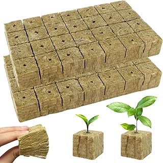 Steinwolle Anzucht Steinwolle Würfel 56stk Rockwool Cube 4x4x4cm Steinwolle Pflanzen Umweltfreundlich und Gute Luftdurchlässigkeit für Bodenlose Anzucht Setzlinge Stecklinge Klonpflanzen