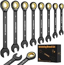 8TLG Ratschenschlüssel Set 8-19 mm, Ringmaulschlüssel Maulschlüssel Set mit 72 Zähne, Cr-V mit Aufbewahrungsbox, Metrisch Größe 8, 10, 12, 13, 14, 15, 17, 19mm